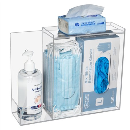 KOEMEHR Boîte de rangement en acrylique pour masque et gel désinfectant pour les mains