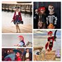 GEBETTER 1Kit Costume Déguisement Pirate Bandeau Cache-Oeil Gilet Boucle d’Oreille Accessoire Carnaval Halloween Anniversaire Fê
