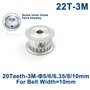 22 dents HTD 3M poulie de distribution alésage 5/6/6.35/7/8/10mm for largeur 10mm 3M courroie synchrone HTD3M poulie courroie en