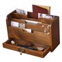 Rack de lettres, porte-lettre en bois à 3 compartiments avec tiroir, organisateur de bureau marron rétro pour dossiers fichiers,