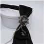 MinnowXY Cravate Gothique Noire pour Pendentif Strass Chaîne Métal Soirée Fête Prénouée Polyester