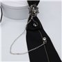 MinnowXY Cravate Gothique Noire pour Pendentif Strass Chaîne Métal Soirée Fête Prénouée Polyester