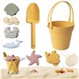 HDBHSBE Toys de Sable pour Enfants, 8 pcs de Plage en Silicone en Toute sécurité avec Pelle, Seau et Moule Sable, boîte étanche 