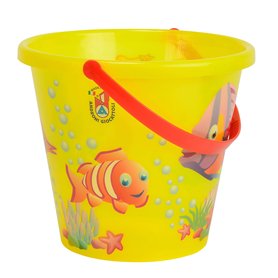 Simba 107106525 - Seau à Sable Transparent - Un Seul Article - Motifs Poissons - Hauteur 17 cm - Diamètre 20 cm - Bac à Sable