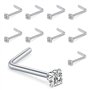 Liuxn 10 Pièces Bague de Nez Boucle de Nez Piercing Nasal Courbé Nose Stud L Piercing Bijoux