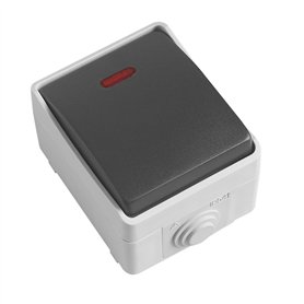 Amig - Bouton Poussoir Étanche IP54 | Interrupteur Extérieur Résistant à l'Eau | 10A 230V | LED Lumineux | Usage Intérieur/Extér