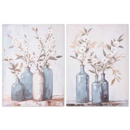 Cadre Home ESPRIT Bleu Blanc Beige Oriental Vase 60 x 3