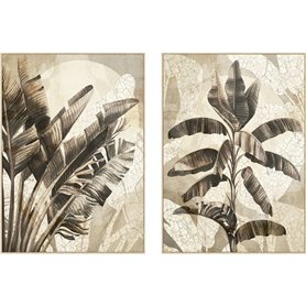 Cadre Home ESPRIT Blanc Beige Palmiers Tropical 103 x 4