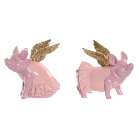 Figurine Décorative Home ESPRIT Rose Cochon 19 x 11 x 17 cm (2 Unités)