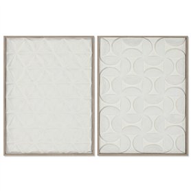 Cadre Home ESPRIT Blanc Naturel Abstrait Urbaine 60 x 3 x 80 cm (2 Unités)