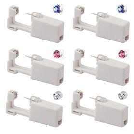 Lot de 6 pistolets jetables pour piercings d’oreilles avec clous d'oreille -Sans douleur - Kit de piercing d'oreilles pour fille