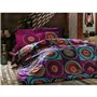 Parure de lit - 1 housse de couette 220 x 240 cm + 2 taies d'oreiller 60 x 60 cm - 100% coton ranforcé - Fuchsia