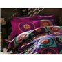 Parure de lit - 1 housse de couette 220 x 240 cm + 2 taies d'oreiller 60 x 60 cm - 100% coton ranforcé - Fuchsia