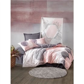 Parure de lit - 1 housse de couette 220 x 240 cm + 2 taies d'oreiller 60 x 60 cm - 100% coton ranforcé - Gris