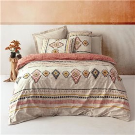 Parure de lit - 1 housse de couette 220 x 240 cm + 2 taies d'oreiller 60 x 60 cm - 100% coton ranforcé - Rouge