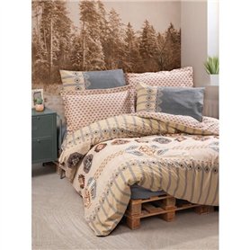 Parure de lit - 1 housse de couette 220 x 240 cm + 2 taies d'oreiller 60 x 60 cm - 100% coton ranforcé - Beige