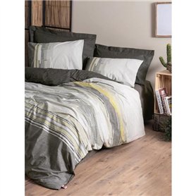 Parure de lit - 1 housse de couette 220 x 240 cm + 2 taies d'oreiller 60 x 60 cm - 100% coton ranforcé - Vison
