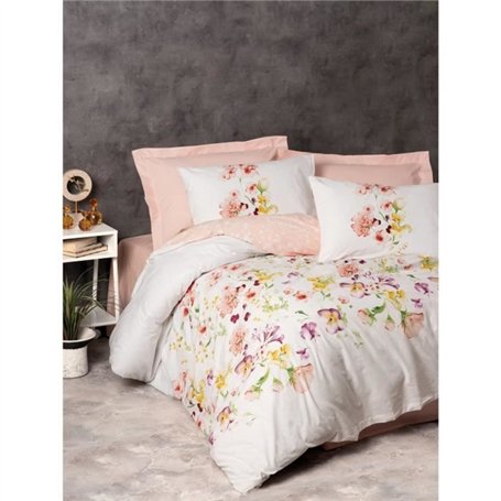Parure de lit - 1 housse de couette 220 x 240 cm + 2 taies d'oreiller 60 x 60 cm - 100% coton ranforcé - Blanc
