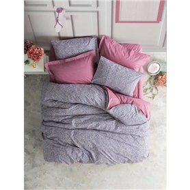 Parure de lit - 1 housse de couette 220 x 240 cm + 2 taies d'oreiller 60 x 60 cm - 100% coton ranforcé - Rose