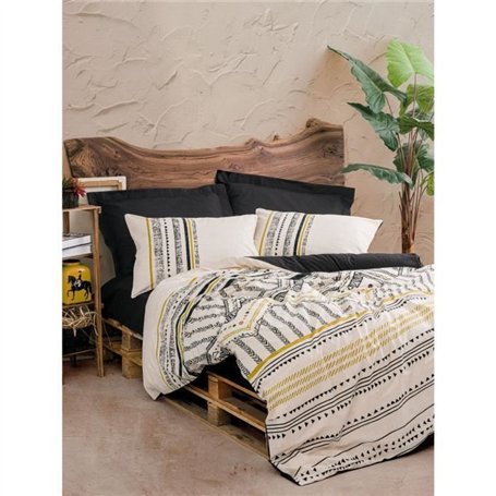 Parure de lit - 1 housse de couette 220 x 240 cm + 2 taies d'oreiller 60 x 60 cm - 100% coton ranforcé - Blanc