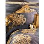 Parure de lit - 1 housse de couette 220 x 240 cm + 2 taies d'oreiller 60 x 60 cm - Satiné 100% coton - Anthracite