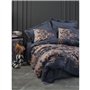 Parure de lit - 1 housse de couette 220 x 240 cm + 2 taies d'oreiller 60 x 60 cm - Satiné 100% coton - Bleu