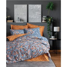 Parure de lit - 1 housse de couette 220 x 240 cm + 2 taies d'oreiller 60 x 60 cm - 100% coton ranforcé - Moutarde