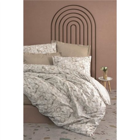 Parure de lit - 1 housse de couette 220 x 240 cm + 2 taies d'oreiller 60 x 60 cm - 100% coton ranforcé - Beige