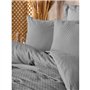 Parure de lit - 1 housse de couette 220 x 240 cm + 2 taies d'oreiller 60 x 60 cm - 100% coton ranforcé - Gris