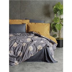 Parure de lit - 1 housse de couette 220 x 240 cm + 2 taies d'oreiller 60 x 60 cm - 100% coton ranforcé - Gris