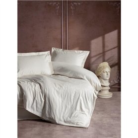 Parure de lit - 1 housse de couette 220 x 240 cm + 2 taies d'oreiller 60 x 60 cm - Satiné 100% coton - Écru