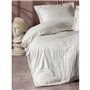 Parure de lit - 1 housse de couette 220 x 240 cm + 2 taies d'oreiller 60 x 60 cm - Satiné 100% coton - Écru