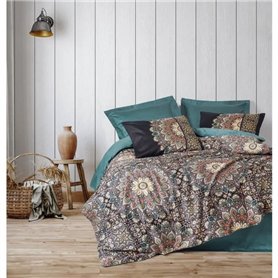 Parure de lit - 1 housse de couette 220 x 240 cm + 2 taies d'oreiller 60 x 60 cm - Satiné 100% coton - Essence