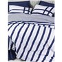 Parure de lit - 1 housse de couette 220 x 240 cm + 2 taies d'oreiller 60 x 60 cm - 100% coton ranforcé - Bleu