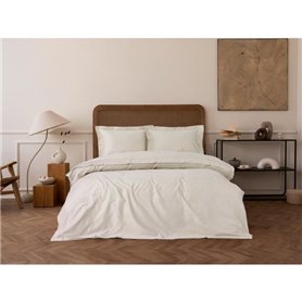 Parure de lit - 1 housse de couette 220 x 240 cm + 2 taies d'oreiller 60 x 60 cm - Satiné 100% coton - Beige