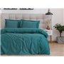 Parure de lit - 1 housse de couette 220 x 240 cm + 2 taies d'oreiller 60 x 60 cm - Satiné 100% coton - Bleu