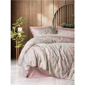 Parure de lit - 1 housse de couette 220 x 240 cm + 2 taies d'oreiller 60 x 60 cm - Satiné 100% coton - Poudre