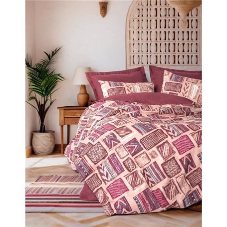Parure de lit - 1 housse de couette 220 x 240 cm + 2 taies d'oreiller 60 x 60 cm - 100% coton ranforcé - Rouge