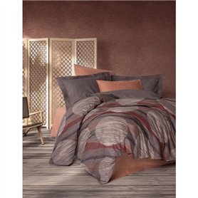 Parure de lit - 1 housse de couette 220 x 240 cm + 2 taies d'oreiller 60 x 60 cm - 100% coton ranforcé - Cannelle