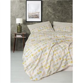 Parure de lit - 1 housse de couette 220 x 240 cm + 2 taies d'oreiller 60 x 60 cm - 100% coton ranforcé - Beige