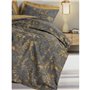 Parure de lit - 1 housse de couette 220 x 240 cm + 2 taies d'oreiller 60 x 60 cm - 100% coton ranforcé - Moutarde