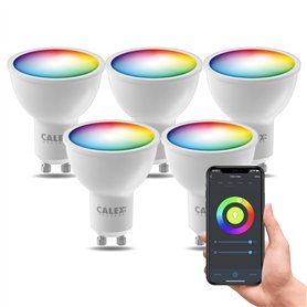 CALEX Lot de 5 Smart Ampoules LED GU10 RGB CCT WiFi