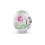 Quiges Drops Femme Perle de Verre de Murano Charm Blanc avec Roses Rose et Cercles Vert