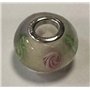 Quiges Drops Femme Perle de Verre de Murano Charm Blanc avec Roses Rose et Cercles Vert