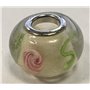 Quiges Drops Femme Perle de Verre de Murano Charm Blanc avec Roses Rose et Cercles Vert