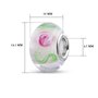 Quiges Drops Femme Perle de Verre de Murano Charm Blanc avec Roses Rose et Cercles Vert