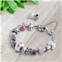 Quiges Drops Femme Perle de Verre de Murano Charm Blanc avec Roses Rose et Cercles Vert
