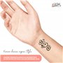 Set pour Tatouages Temporaires - Make Up Noir et Tampon + 80 Strass Autocollants + 1 Pierres à Tatouer - Taille M