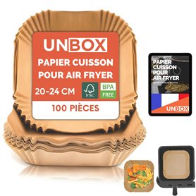 UNBOX Papier Cuisson Airfryer – 100 Pièces