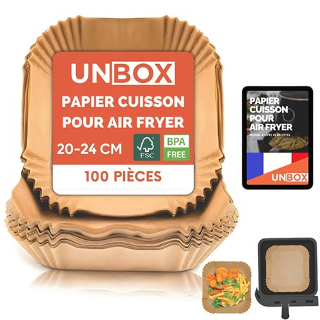 UNBOX Papier Cuisson Airfryer – 100 Pièces